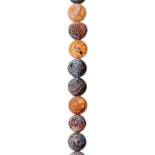 Brown & Black Agate Crackle Matte Round Beads, 10mm by Bead Landing™
